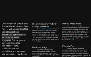 LA Art Book Fair homepage website preview
