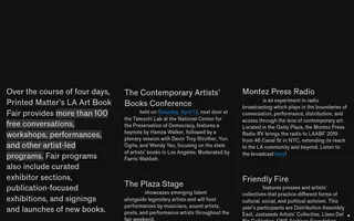LA Art Book Fair homepage website preview