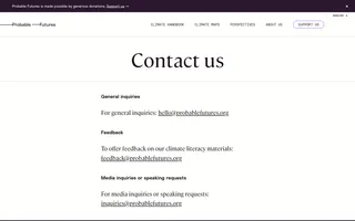 Probable Futures homepage website preview