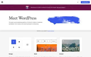 WordPress homepage website preview