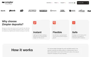 Zimpler homepage website preview