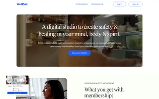 Wellset homepage website preview