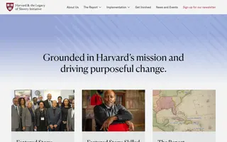 Harvard & the Legacy of Slavery homepage website preview