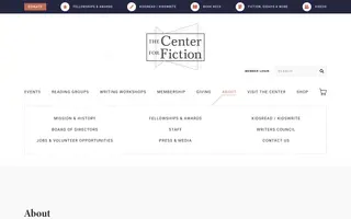 The Center for Fiction homepage website preview