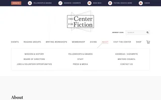 The Center for Fiction homepage website preview