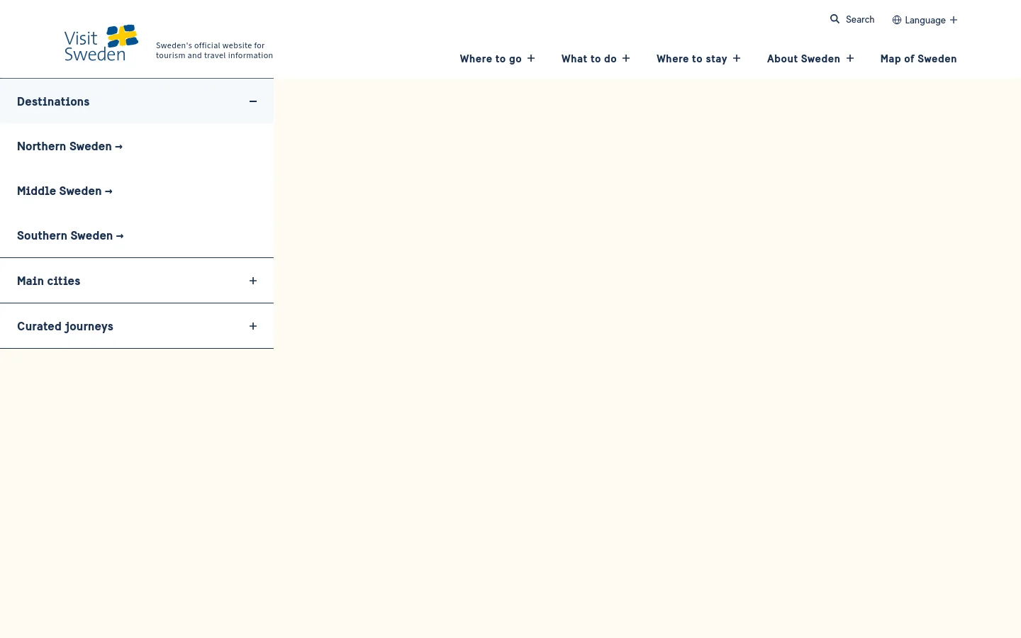 Visit Sweden Portfolio desktop website screenshot