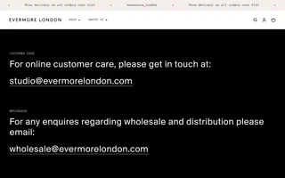 Evermore London homepage website preview