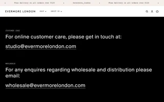 Evermore London homepage website preview