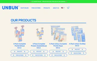 Unbun Foods homepage website preview