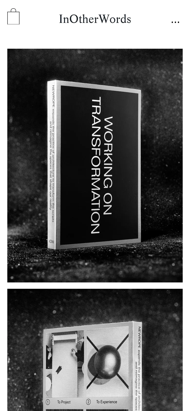 The mobile version maintains the minimalist aesthetic but transitions to a single-column vertical scroll. The large hero imagery and product cards are scaled to fit the narrow screen, focusing on high-contrast black and white product photography and simplified navigation.