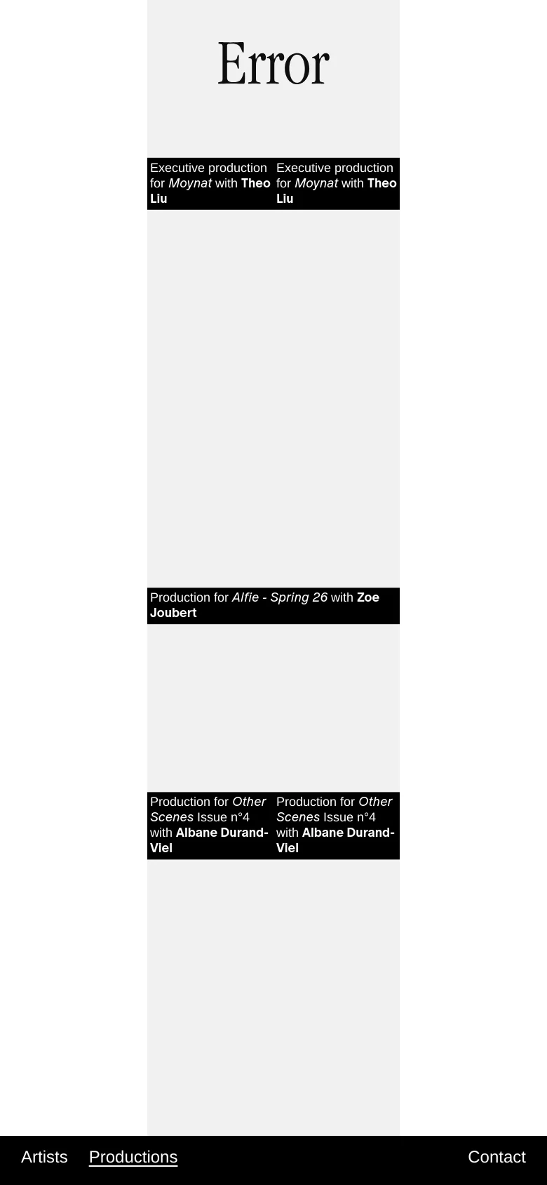 Error Management Portfolio mobile website screenshot