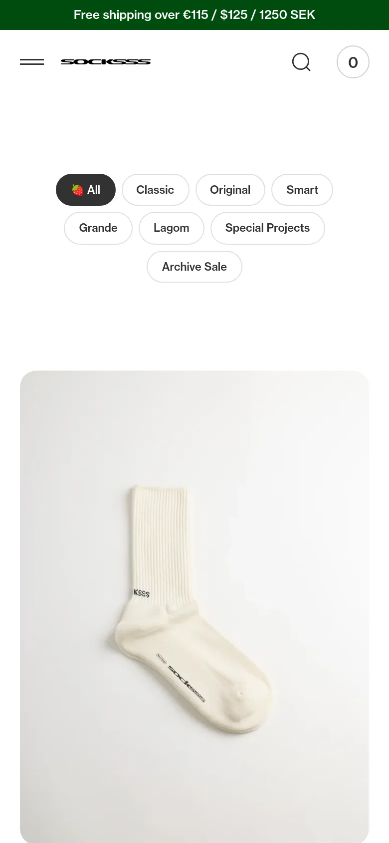 The mobile version features a condensed layout with a hamburger menu and a search icon in the header. The category navigation is displayed as a series of rounded buttons that wrap onto multiple lines, and the product grid transitions to a single-column view to showcase large product images prominently.