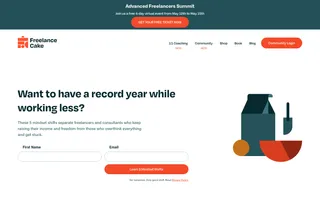 Freelance Cake homepage website preview