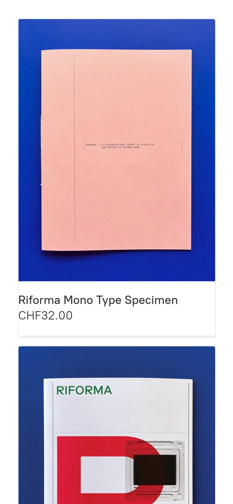 The mobile version simplifies the layout into a single-column vertical scroll. The sidebar navigation is removed, focusing entirely on large, full-width product images with titles and prices positioned directly underneath each item.