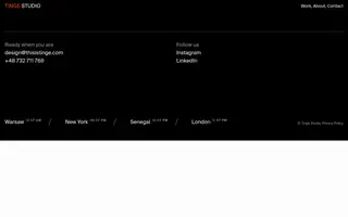 Tinge Studio homepage website preview