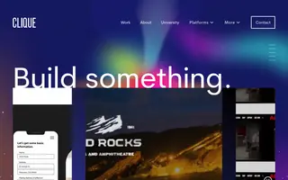 Clique Studios homepage website preview