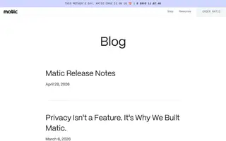 Matic homepage website preview