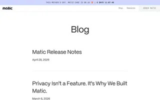 Matic homepage website preview
