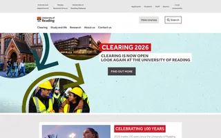 University of Reading homepage website preview