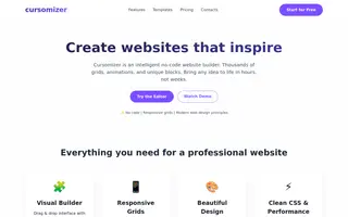 Cursomizer homepage website preview