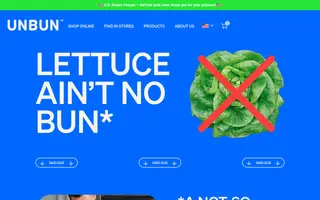 Unbun Foods homepage website preview