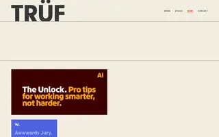 TRÜF homepage website preview