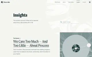 Envy Labs homepage website preview