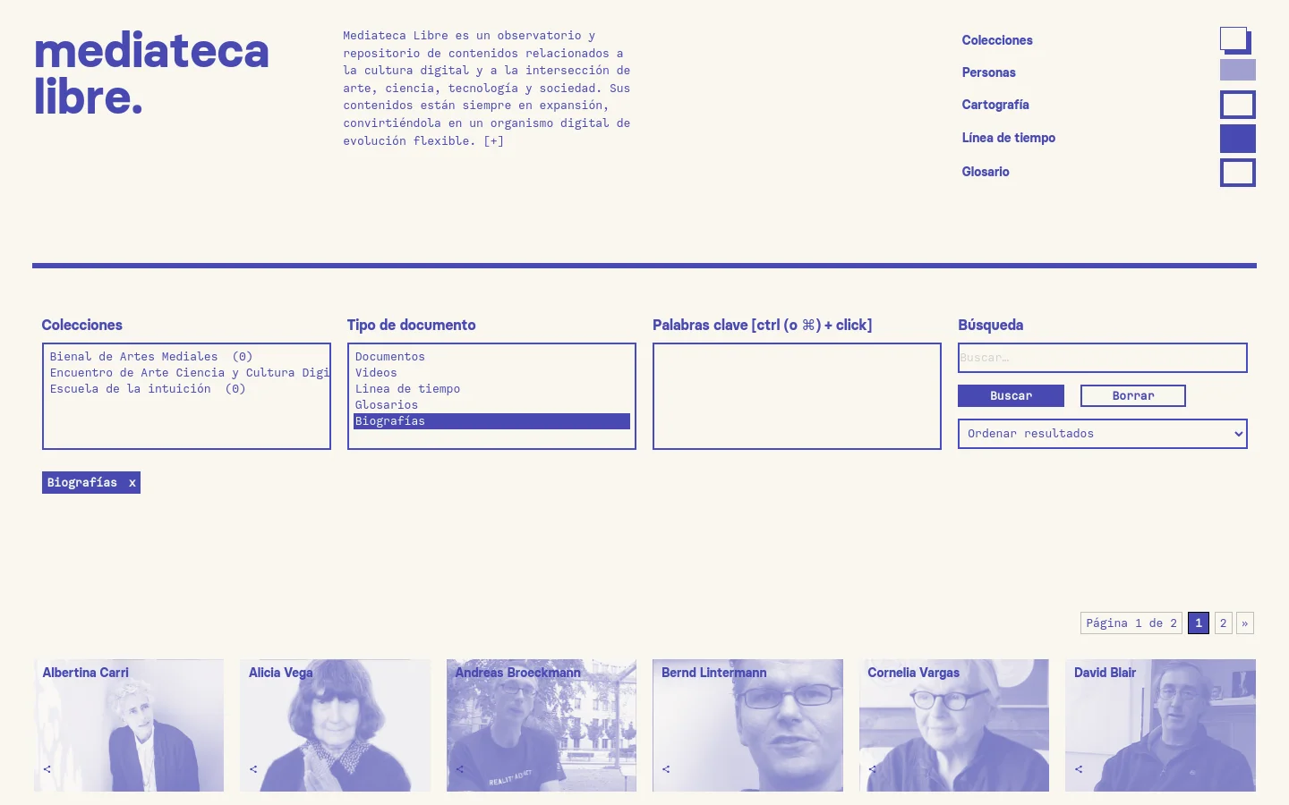Mediateca Libre Portfolio desktop website screenshot