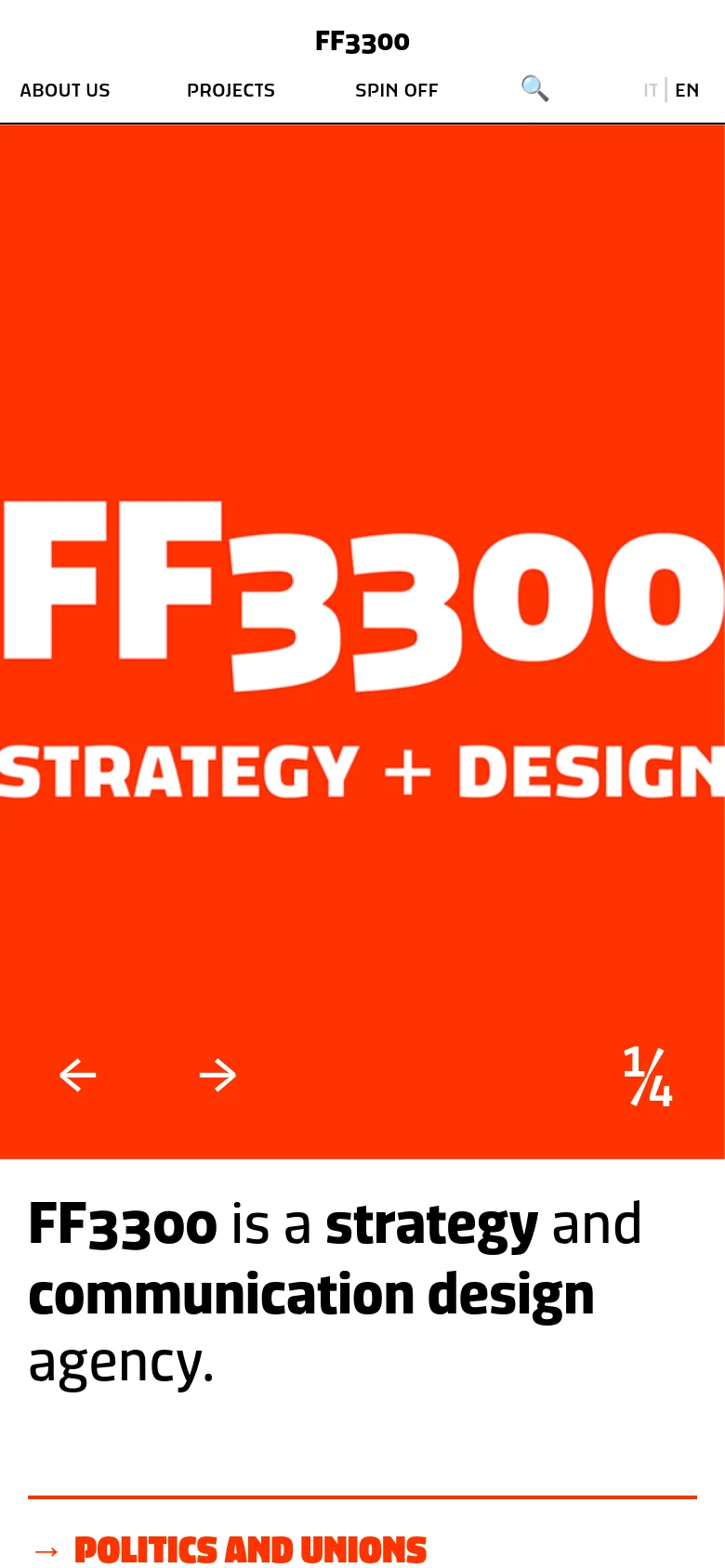 FF3300 homepage mobile website screenshot