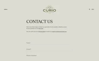 Curio homepage website preview