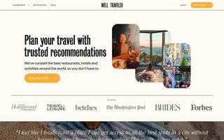Well Traveled homepage website preview