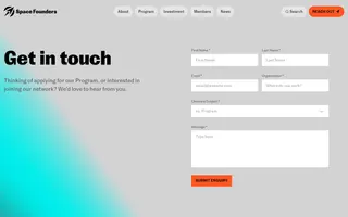 Space Founders homepage website preview