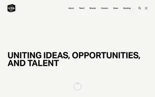United Talent Agency homepage website preview