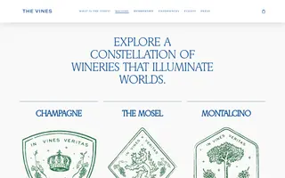 The Vines homepage website preview