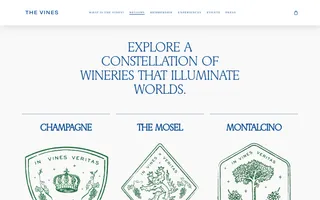 The Vines homepage website preview