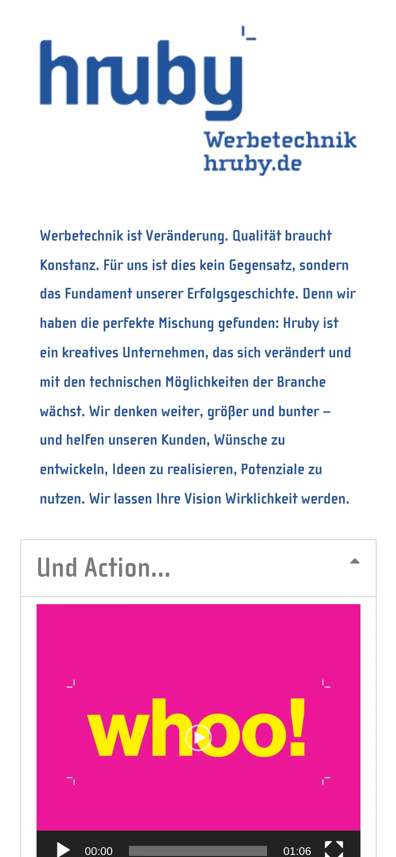 Hruby homepage mobile website screenshot
