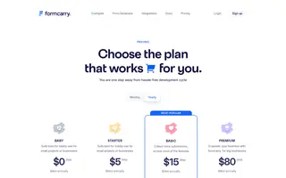 Formcarry homepage website preview