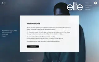 Elite Model homepage website preview