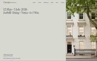 Canopy Collections homepage website preview