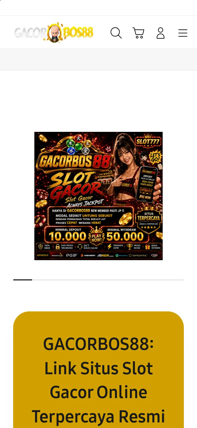 The mobile version presents a vertically stacked layout, starting with a header containing a logo, search, cart, and profile icons next to a hamburger menu. Below, the main promotional banner spans the width of the screen, followed by a large, prominent yellow section containing the primary site headline and informational text.