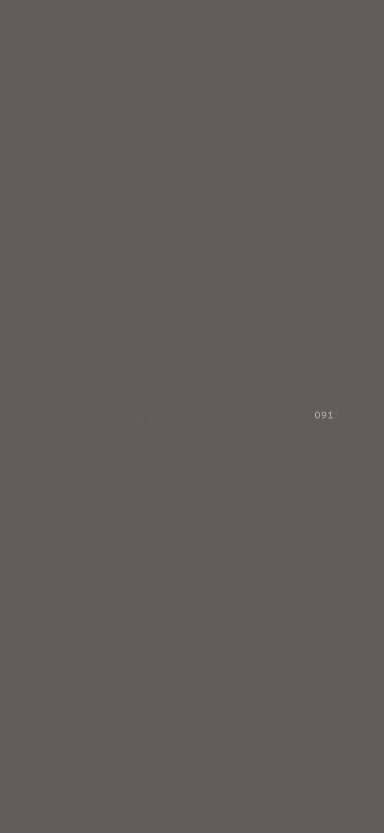 The mobile version maintains the dark gray and white minimalist aesthetic but uses a single-column vertical layout. The large vertical hero text is reorganized for readability, and the footer links and contact details are stacked vertically to fit the narrow screen width.