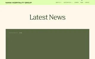 Narai Hospitality Group homepage website preview