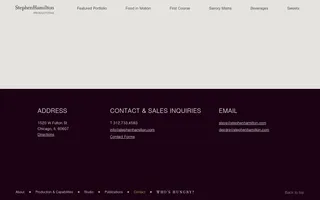 Stephen Hamilton Productions homepage website preview