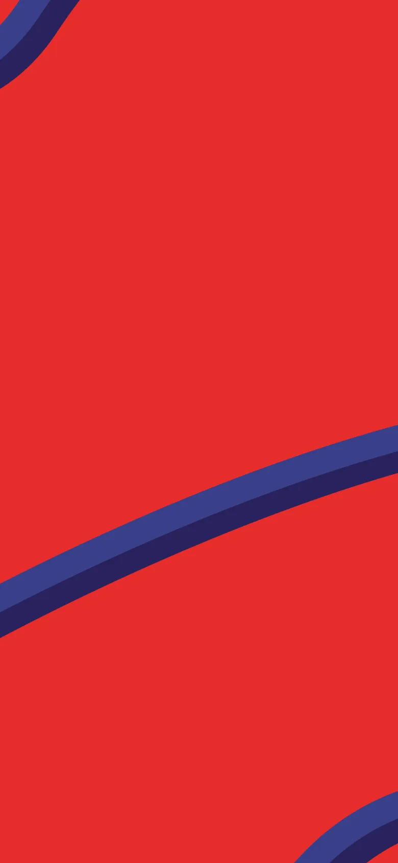 The mobile version presents a simplified, vertical view of the same design, dominated by the bright red background and thick blue cable graphics. The white information block and dropdown menus are scaled down to fit the narrow screen, prioritizing a vertical stack of content.