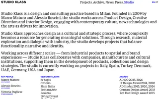 Studio Klass homepage website preview