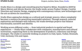 Studio Klass homepage website preview