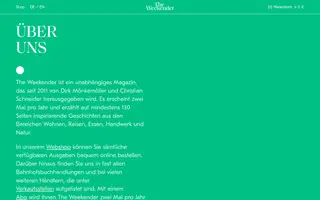 The Weekender homepage website preview