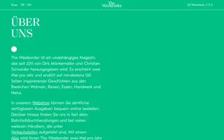 The Weekender homepage website preview