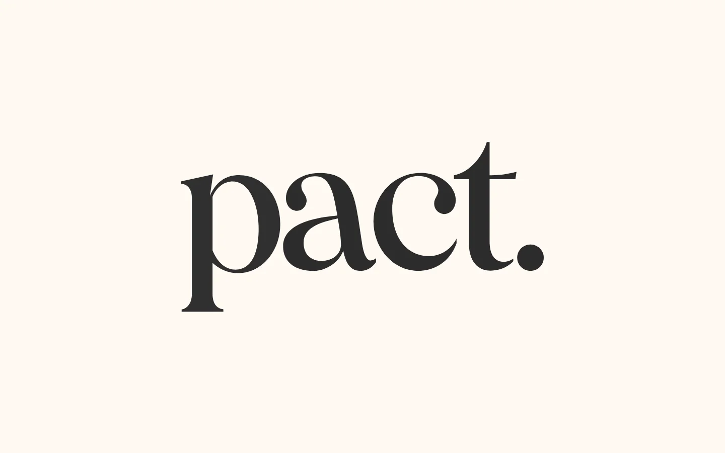 The Careers page features a minimalist design with a cream background and black serif typography. The layout includes a large headline about building the future of soft luxury commerce, followed by a section titled 'WHAT WE BELIEVE' which lists company values in a multi-column grid. A secondary section titled 'Why Join Pact?' includes a large landscape image.
