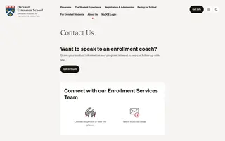 Harvard Extension school homepage website preview